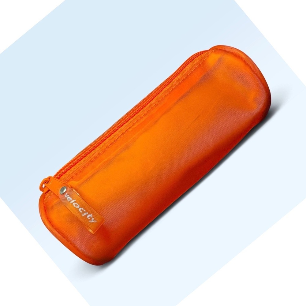 Vintage Mary Kay Velocity Orange Make Up Pencil Brush Case Pouch Bag Zipper Y2K